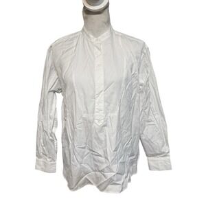 Spanx Poplin Faux Placket Shirt White Long Sleeve NEW Size Medium